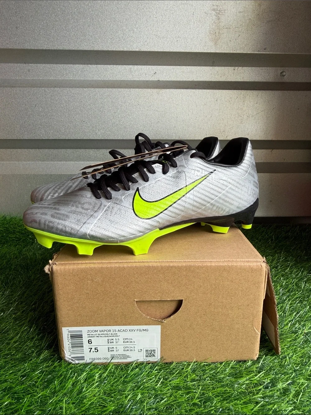 Nike Men’s Vapor Soccer Cleats — Silver with Volt Accents